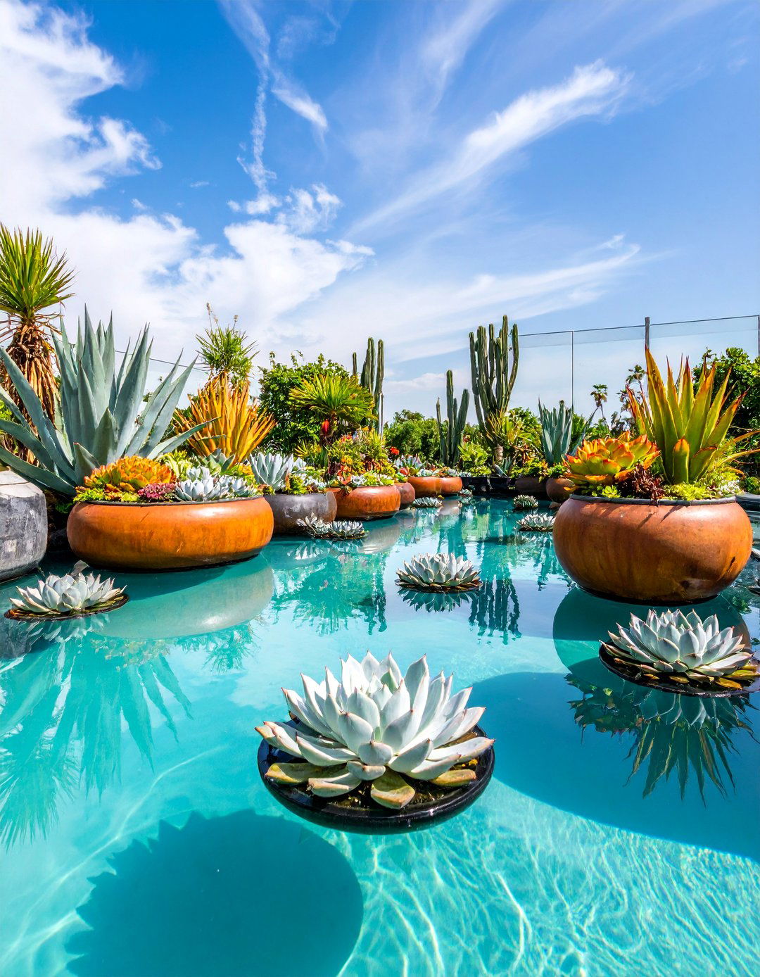 Floating Water Garden Arrangement - 25 Outdoor Succulent Container Ideas