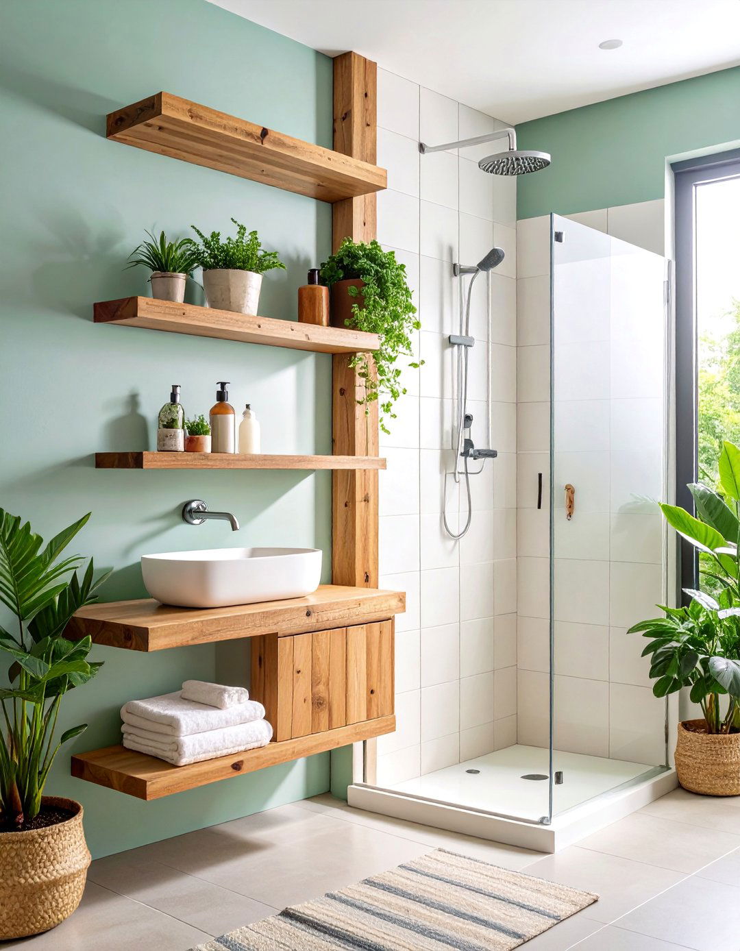 Floating Wood Shelf Niche with Rustic Charm