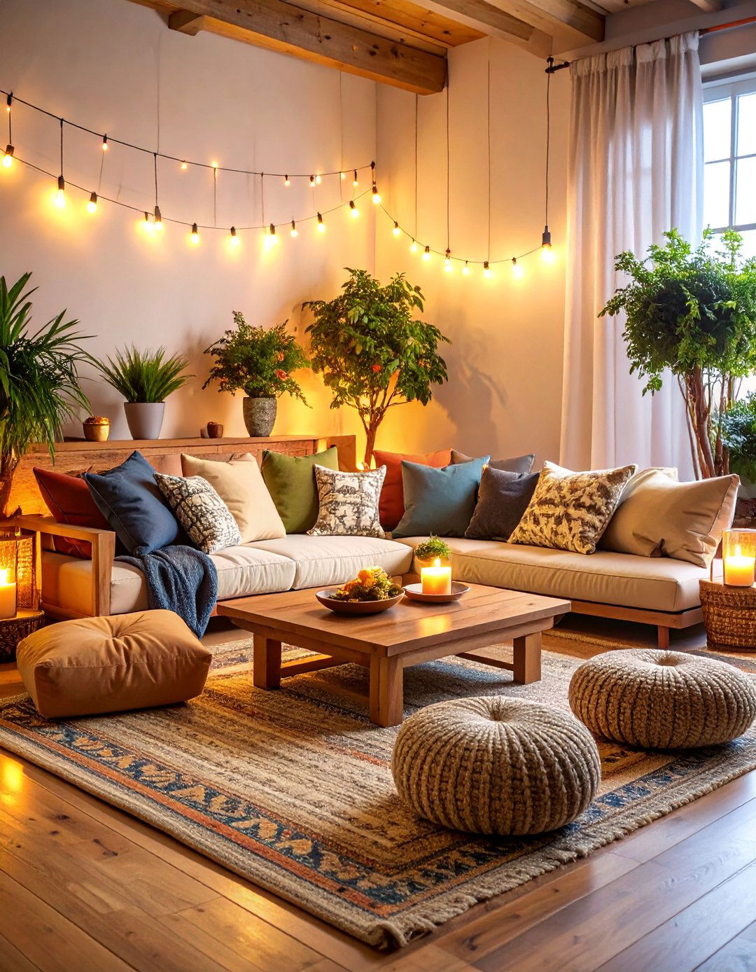 Floor Cushion and Low Seating Lounge - 25 Boho Decor Ideas