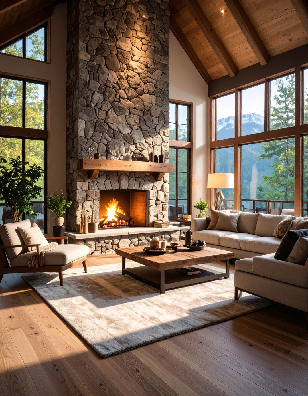 Floor Uplighting Drama Creation - 25 Fireplace Lighting Ideas
