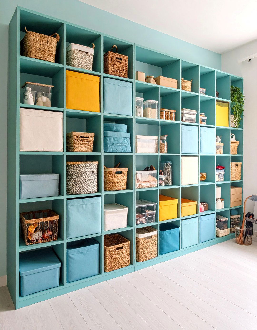 Floor to Ceiling Cube Storage Wall - 25 Craft Room Organization Ideas