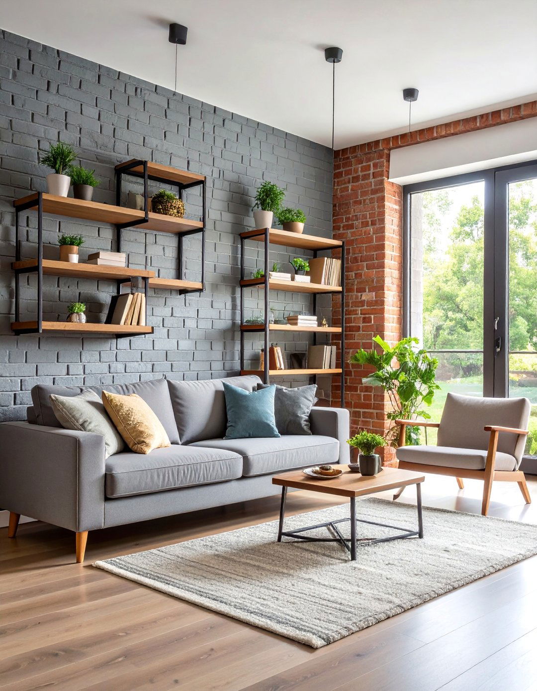 Floor to Ceiling Painted Brick Feature Wall - 25 Brick Fireplace Ideas