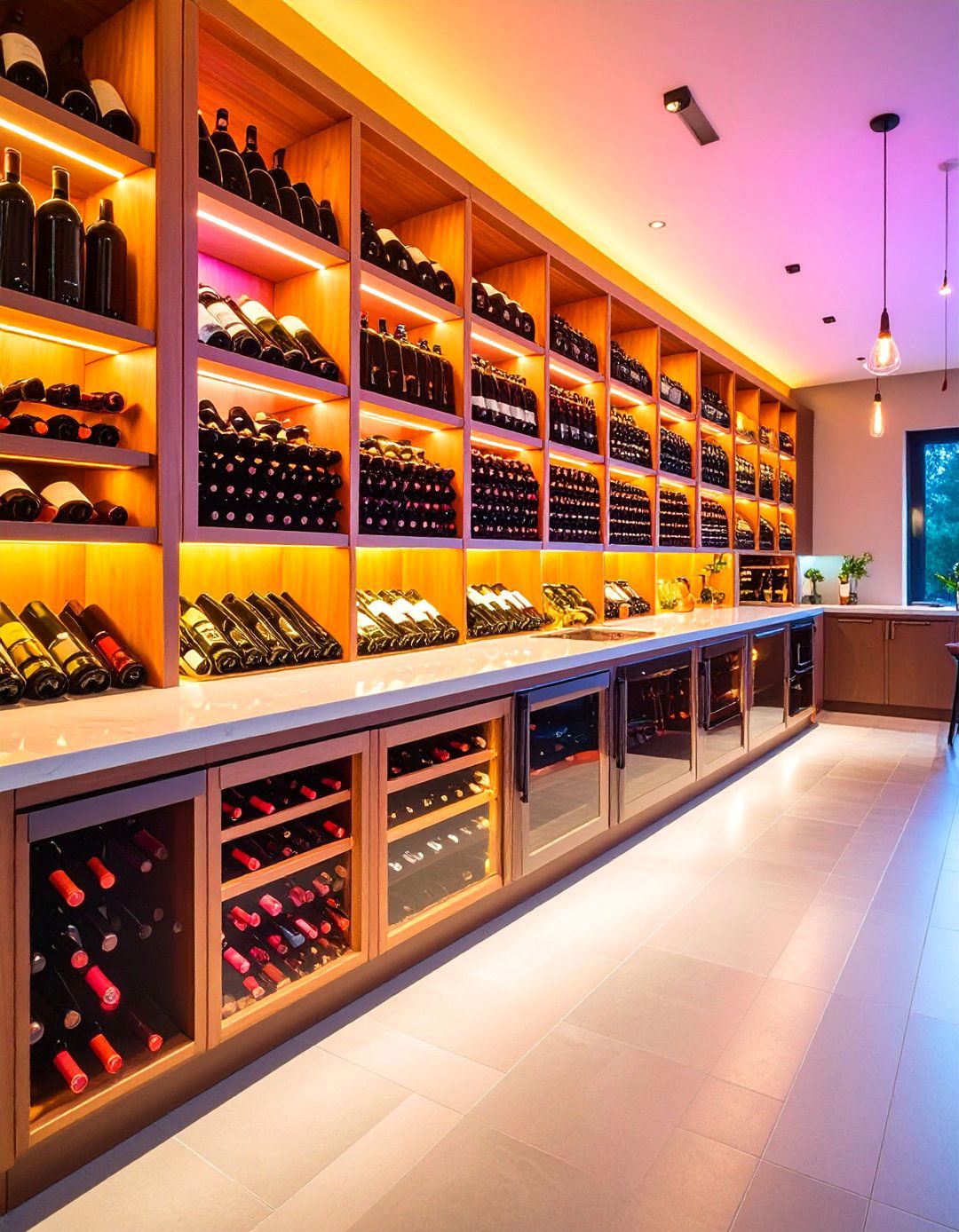 Floor to Ceiling Wine Storage Integration - 25 Floor to Ceiling Cabinets Ideas