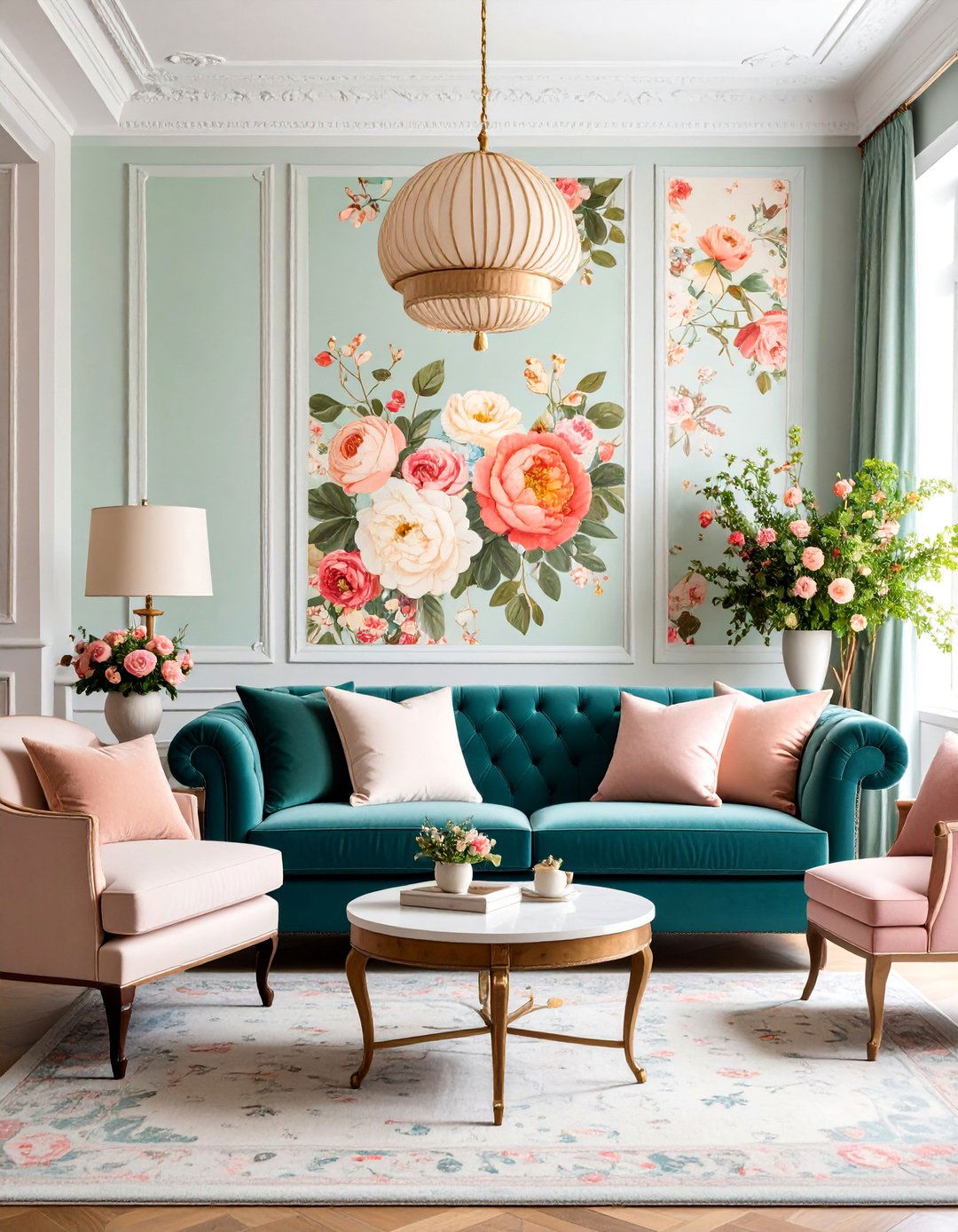 Floral Maximalist Living Room with Pattern Mixing - 25 Maximalist Living Room Design Ideas