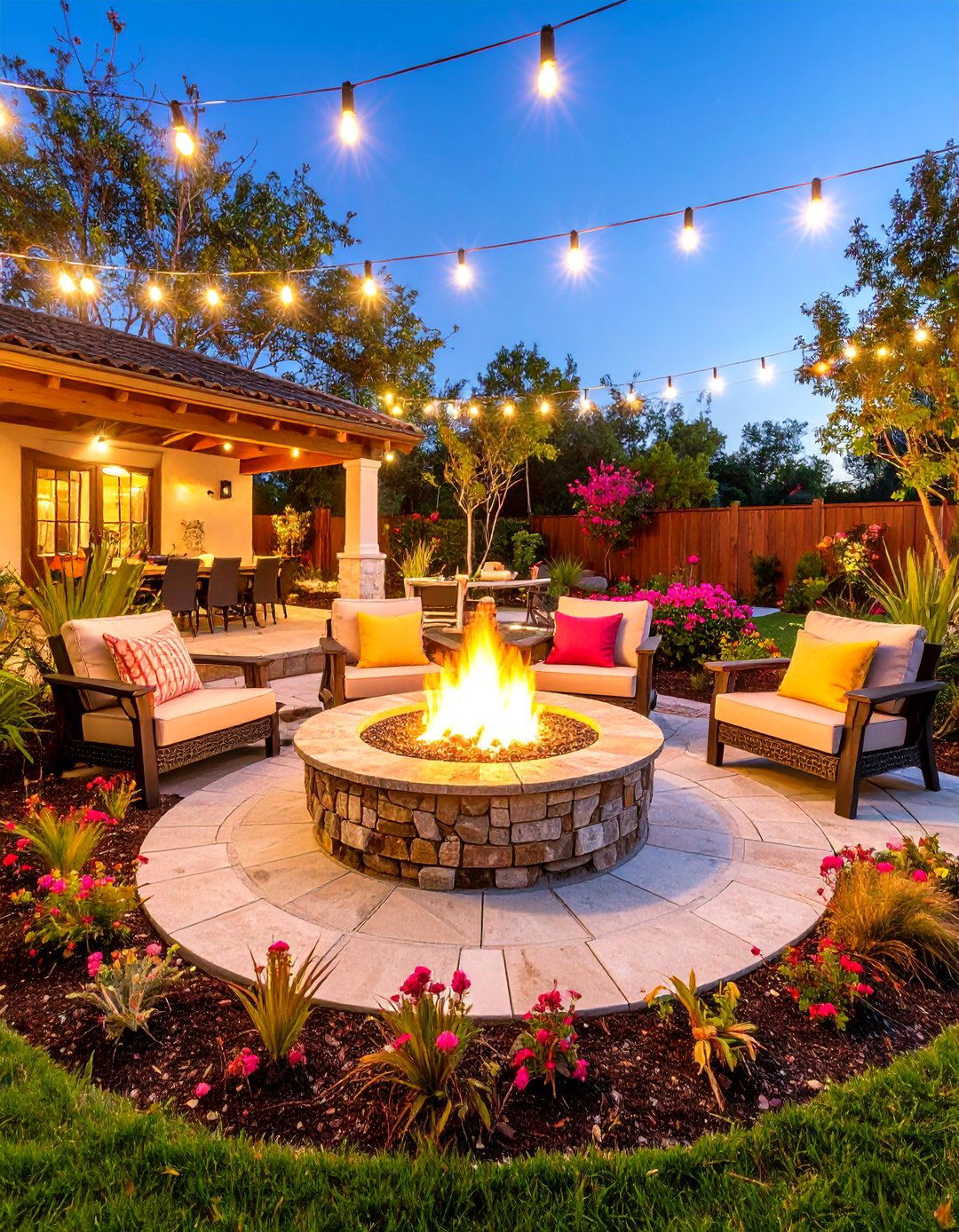 Florida Backyard Fire Pit Area with Cozy Gathering Space - 25 Florida Backyard Ideas
