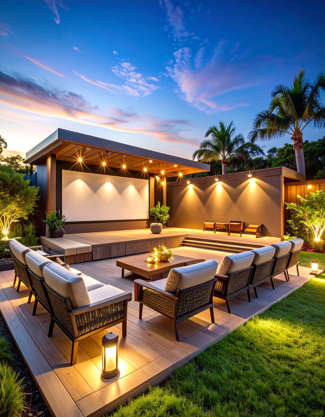 Florida Backyard Outdoor Theater with Entertainment Systems - 25 Florida Backyard Ideas