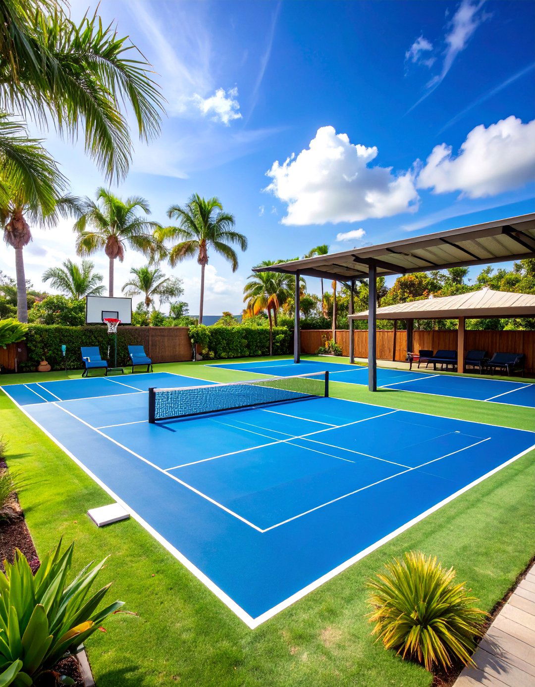 Florida Backyard Sports Court with Multi Purpose Design - 25 Florida Backyard Ideas