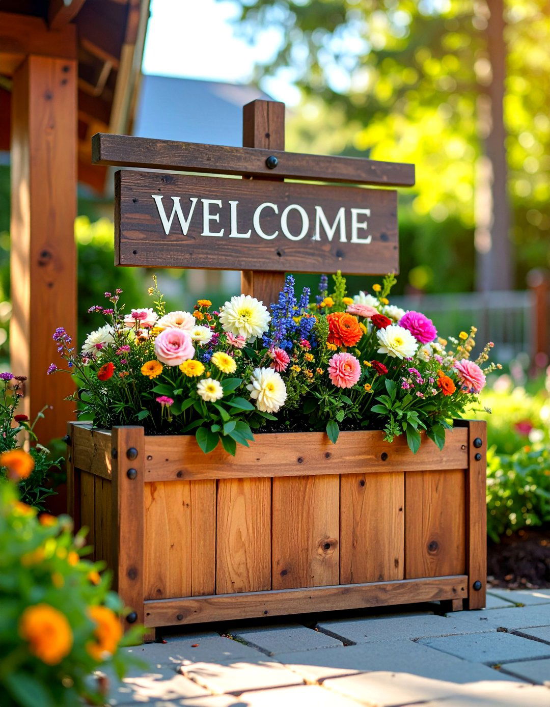 Flower Box Welcome Sign Garden - 25 Wedding Welcome Sign Ideas