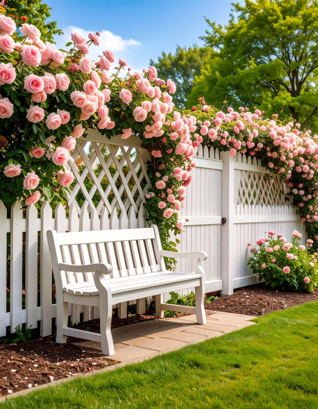 Flower Clad Romantic Lattice Fence - 25 Lattice Fence Ideas