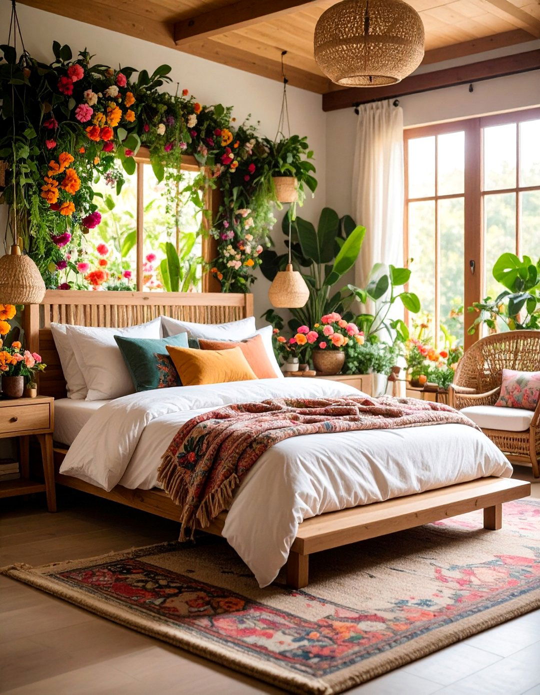Flower Power Bedroom with Garden Paradise - 25 60s Bedroom Ideas
