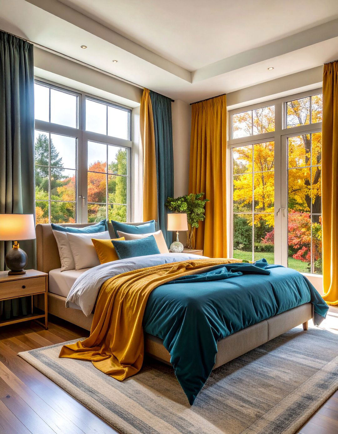 Flowing Floor to Ceiling Curtains - 25 Cozy Bedroom Ideas
