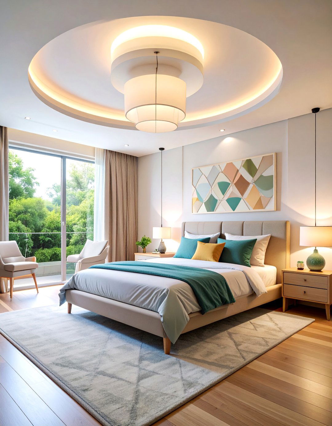 Flush Mount Modern Ceiling Design - 25 Small Bedroom Lighting Ideas