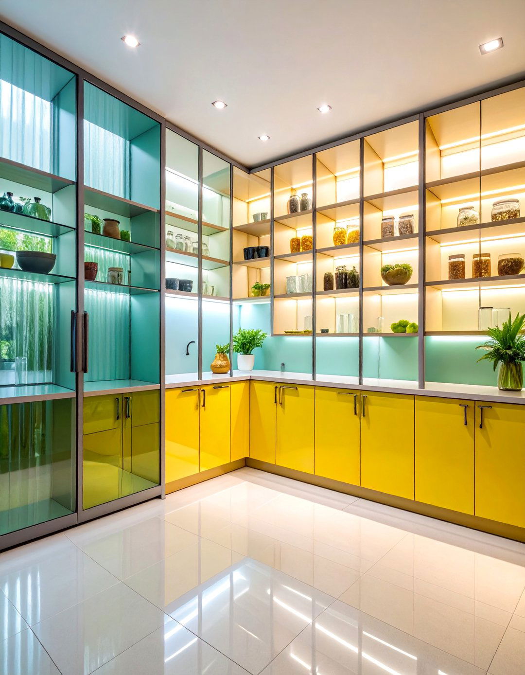 Fluted Glass Pantry Cabinets - 25 Modern Style Glass Kitchen Cabinets