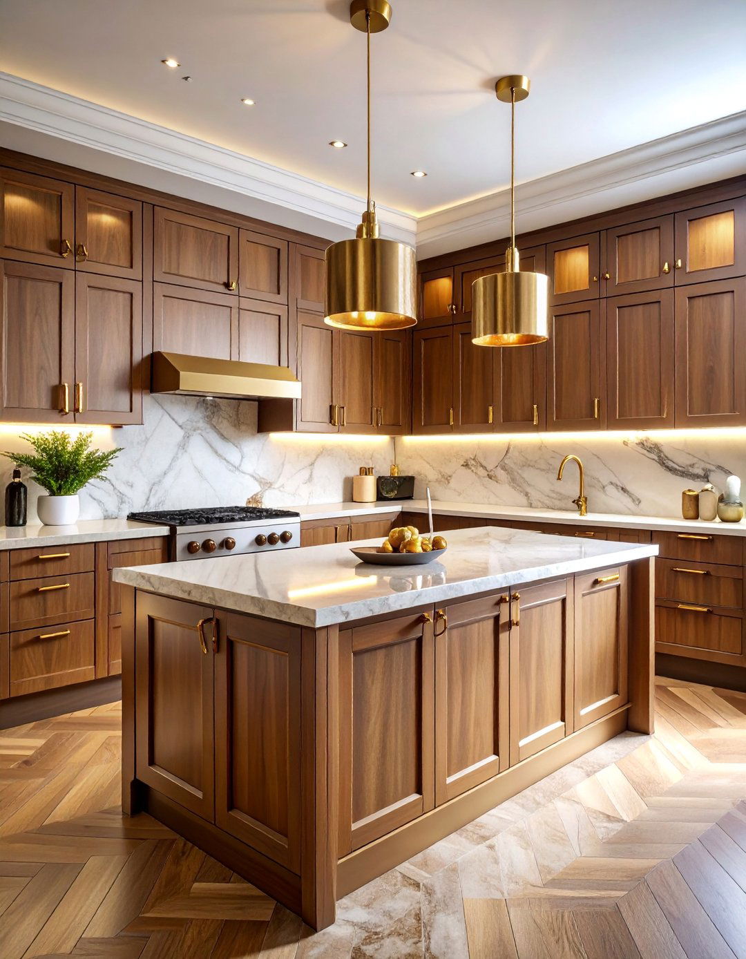 Fluted Wood and Brass Kitchen Elegance - 25 Art Deco Kitchen Ideas