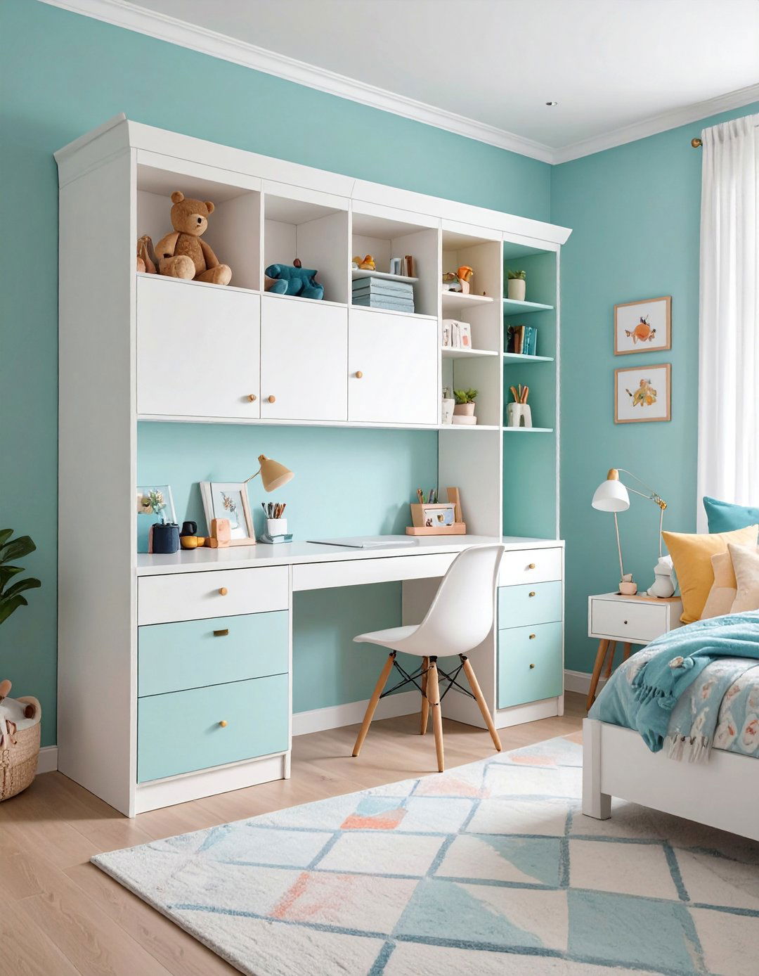 Fold Down Wall Mounted Desk with Storage Compartments - 25 small bedroom storage ideas