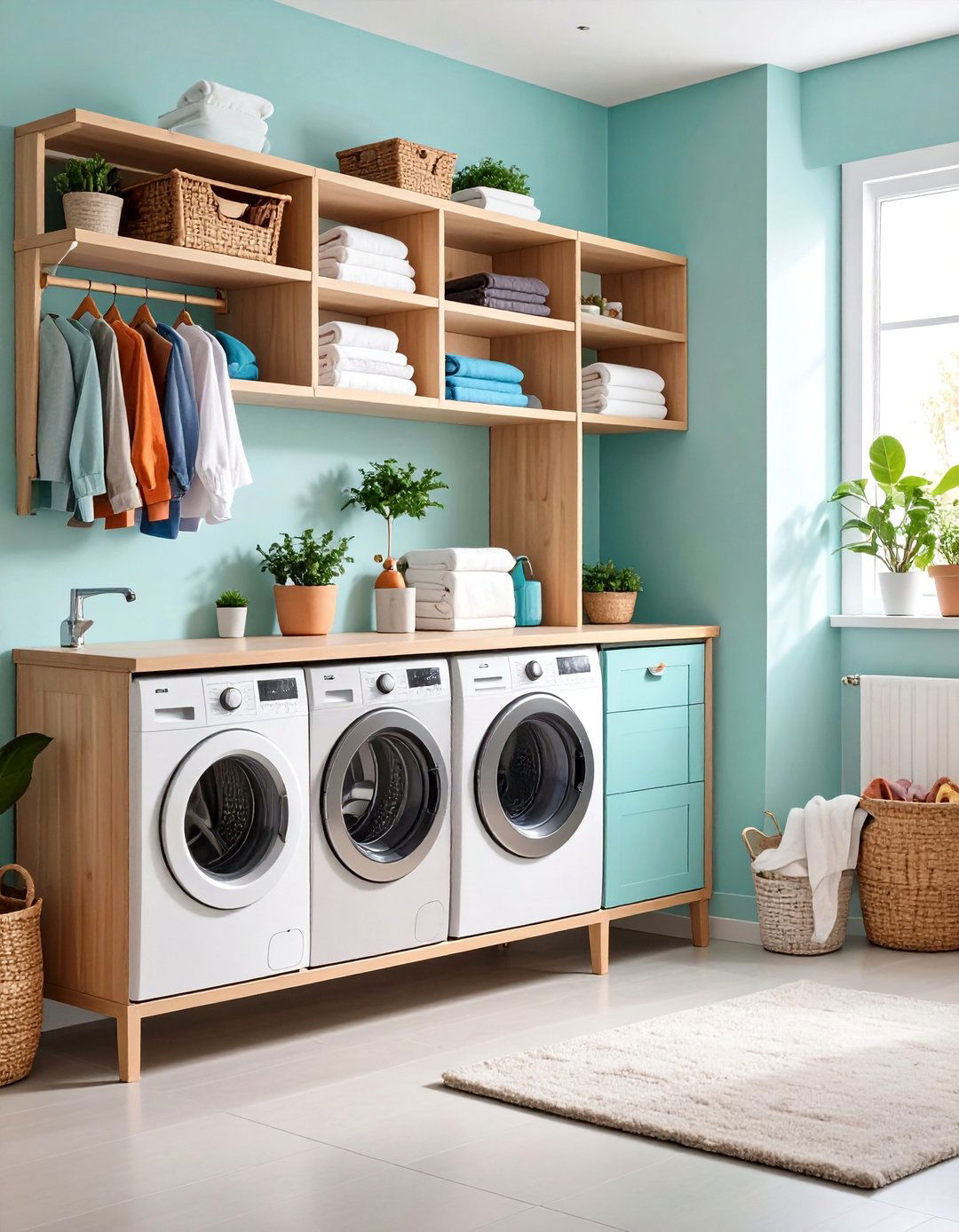 Fold Down Wall Mounted Shelf Table - 25 Laundry Room Shelf Ideas
