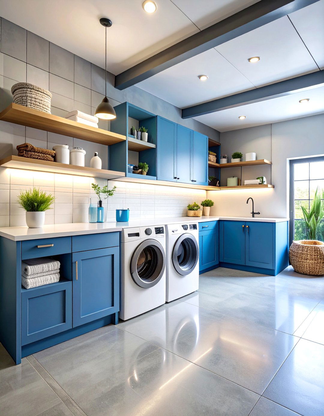 Fold Down Workspace Garage Laundry Station - 25 Garage Laundry Room Ideas