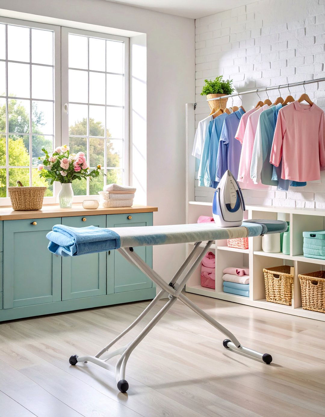 Fold out Ironing Board Station with Supply Storage - 25 Laundry Room Storage Ideas