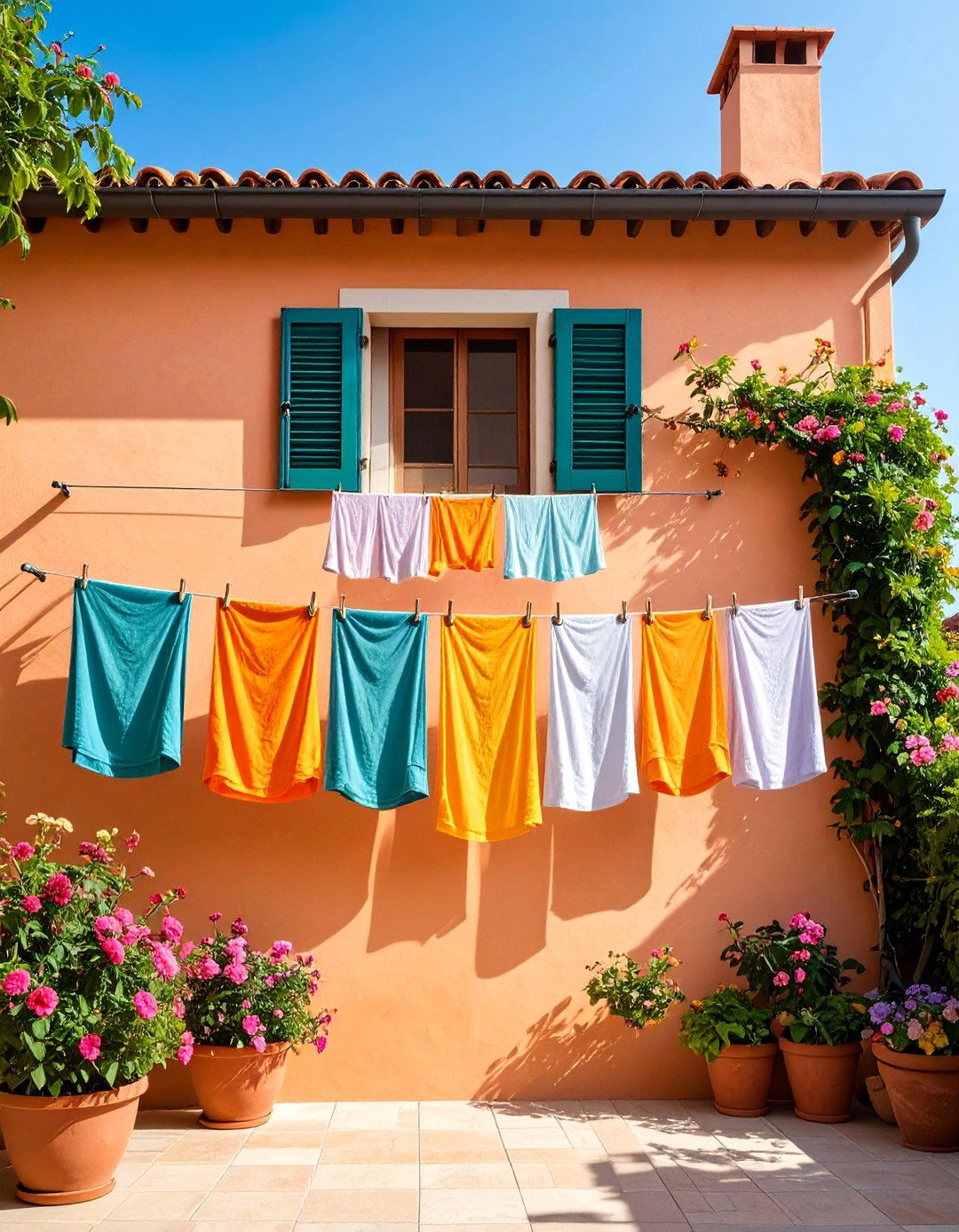 Folding Frame Wall Mounted Clothesline - 25 Outdoor Clothesline Ideas