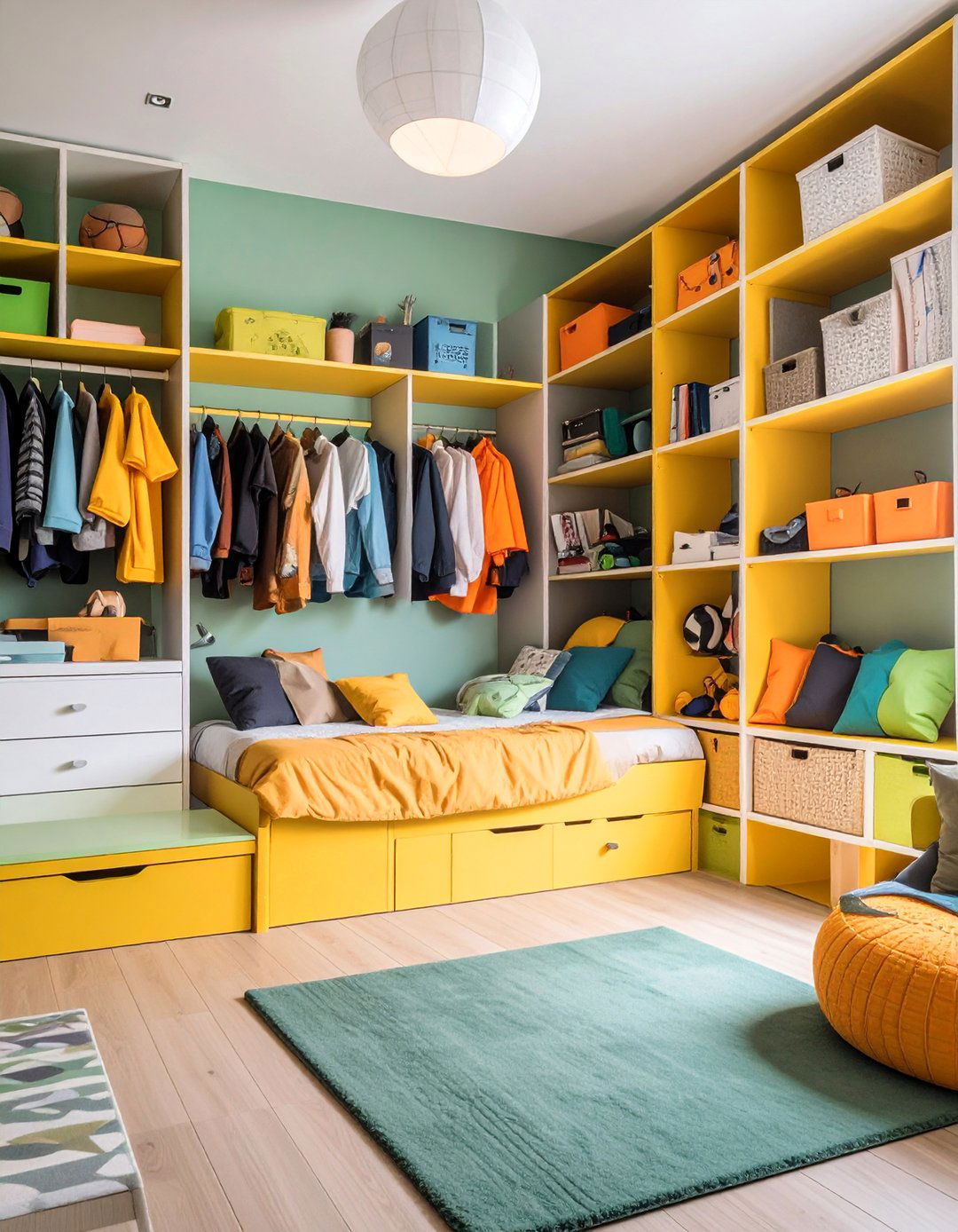 Football Bedroom with Smart Storage and Organization Systems - 25 Football Room Decor Ideas