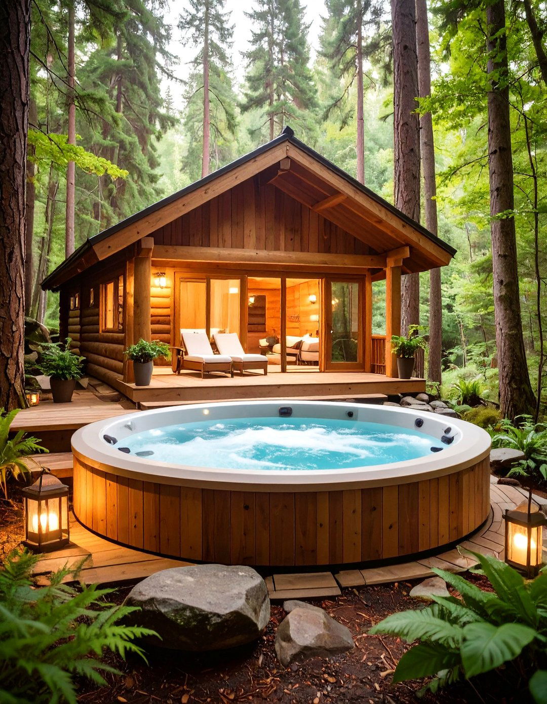 Forest Cabin Hot Tub Retreat - 25 Hot Tub Decor Ideas