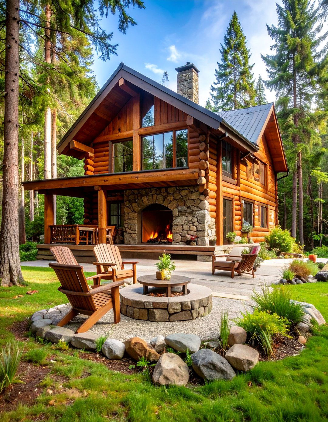 Forest Cabin Style Retreat - 25 Outdoor Living Space Ideas