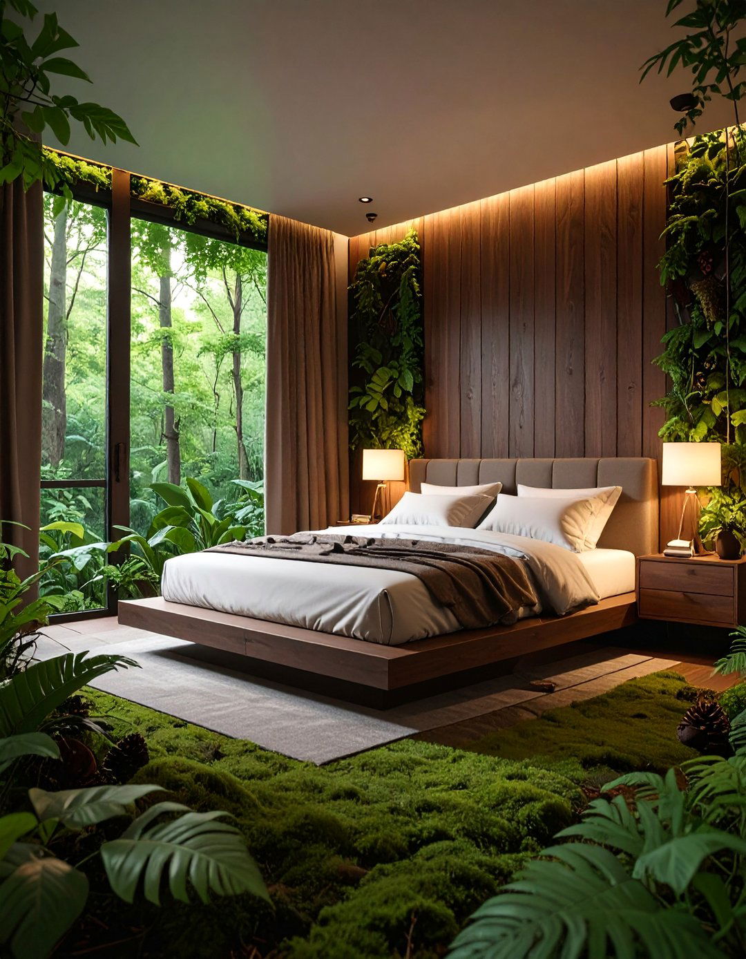 Forest Floor Bedroom with Earthy Ground Level Design - 25 Forest Themed Bedroom Ideas