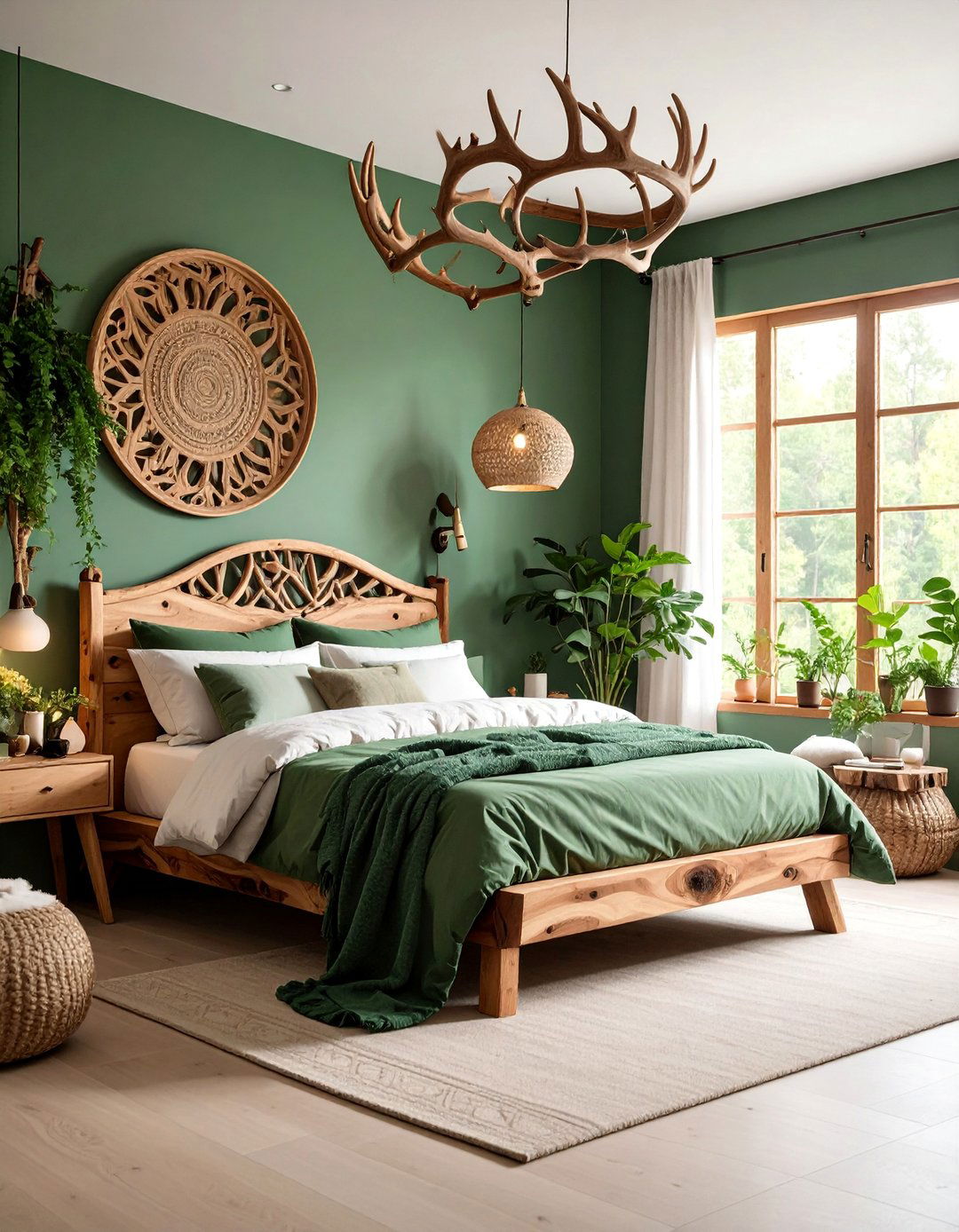 Forest Gothic Bedroom with Natural Wood Elements - 25 Gothic Bedroom Ideas