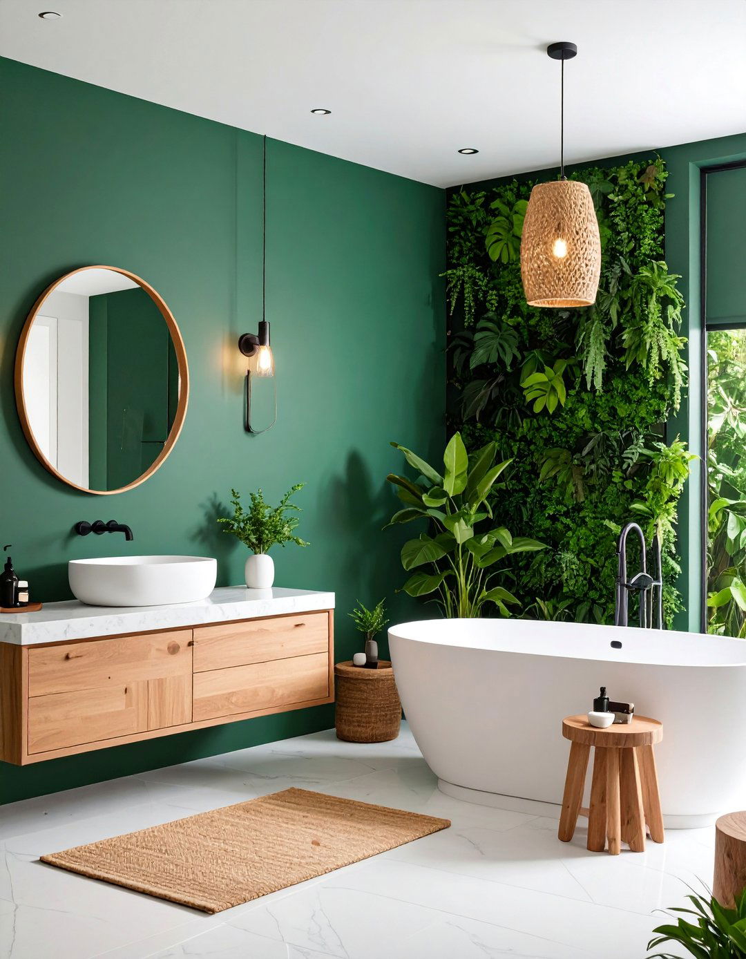 Forest Green Accent Walls - 25 black, white and green bathroom ideas