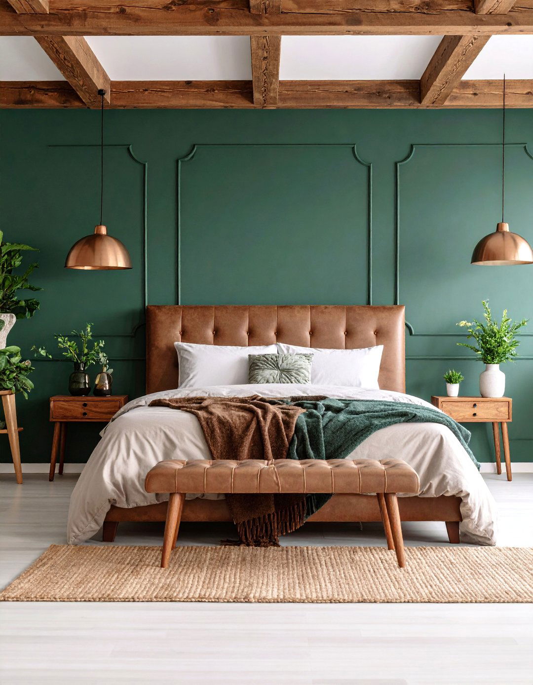 Forest Green Bedroom with Rustic Brown Accents - 25 Green and Brown Bedroom Ideas