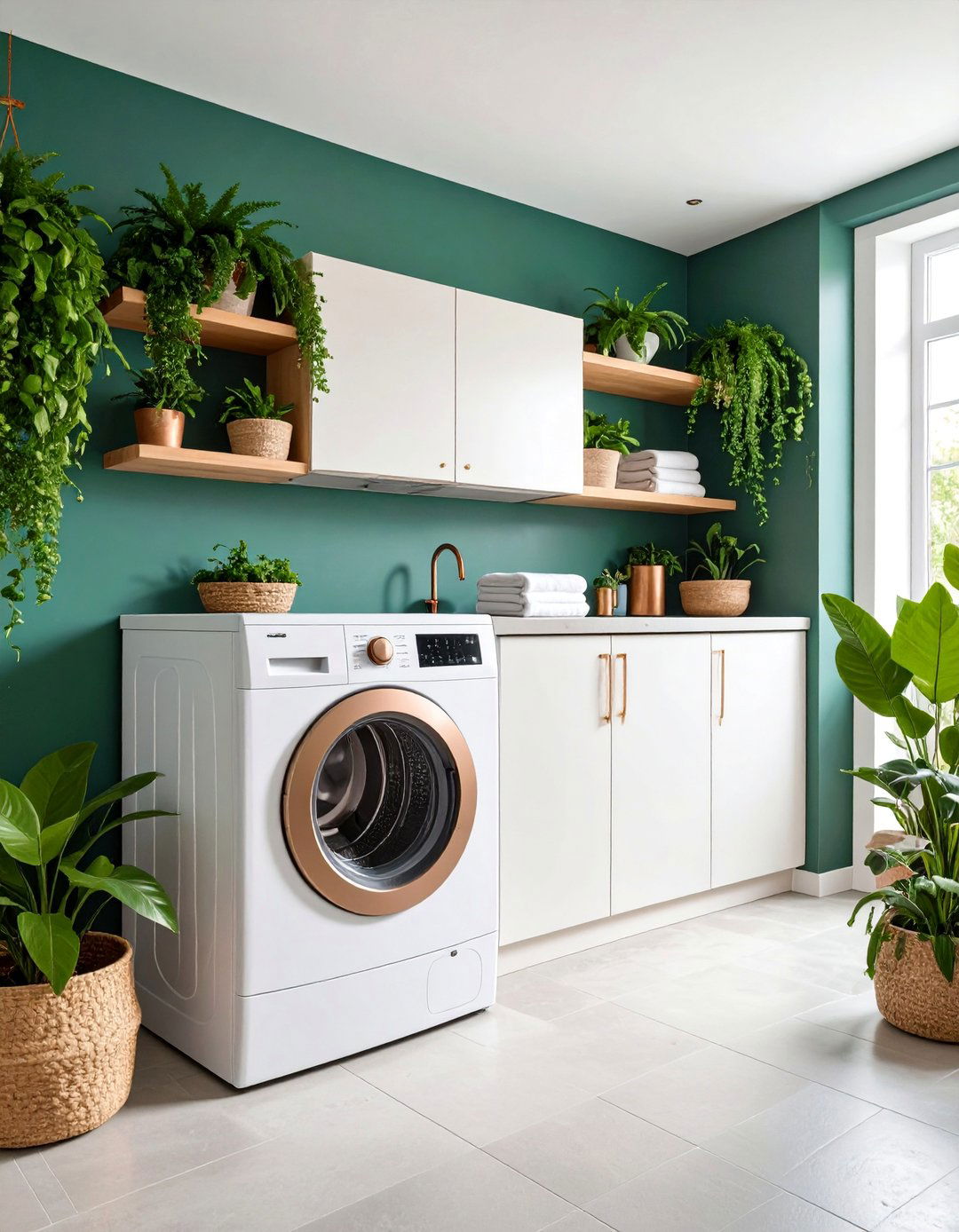 Forest Green Botanical Laundry Room - 25 dark & moody laundry room ideas