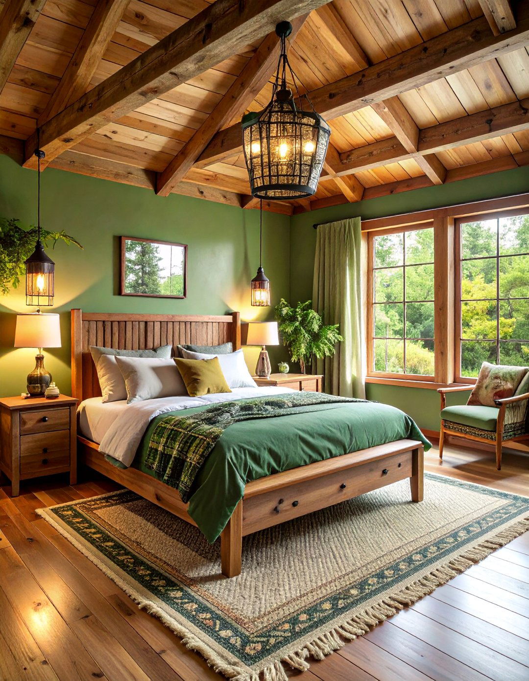 Forest Green Cabin Lodge - 25 blue and green bedroom ideas