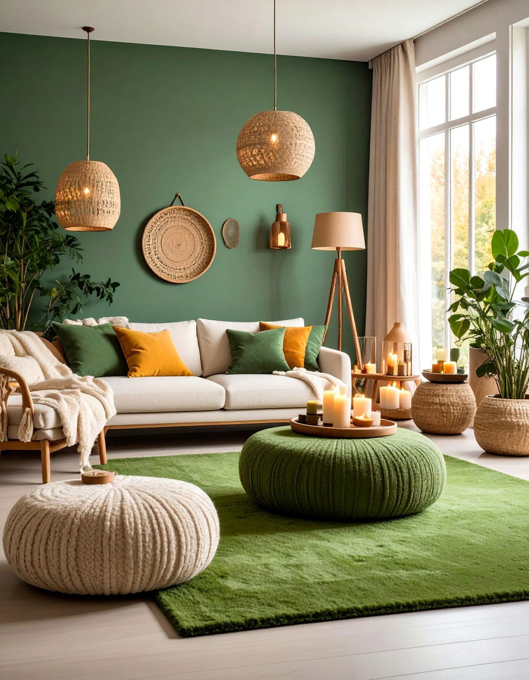Forest Green Carpet Scandinavian Hygge Haven - 25 Green Carpet Living Room Ideas