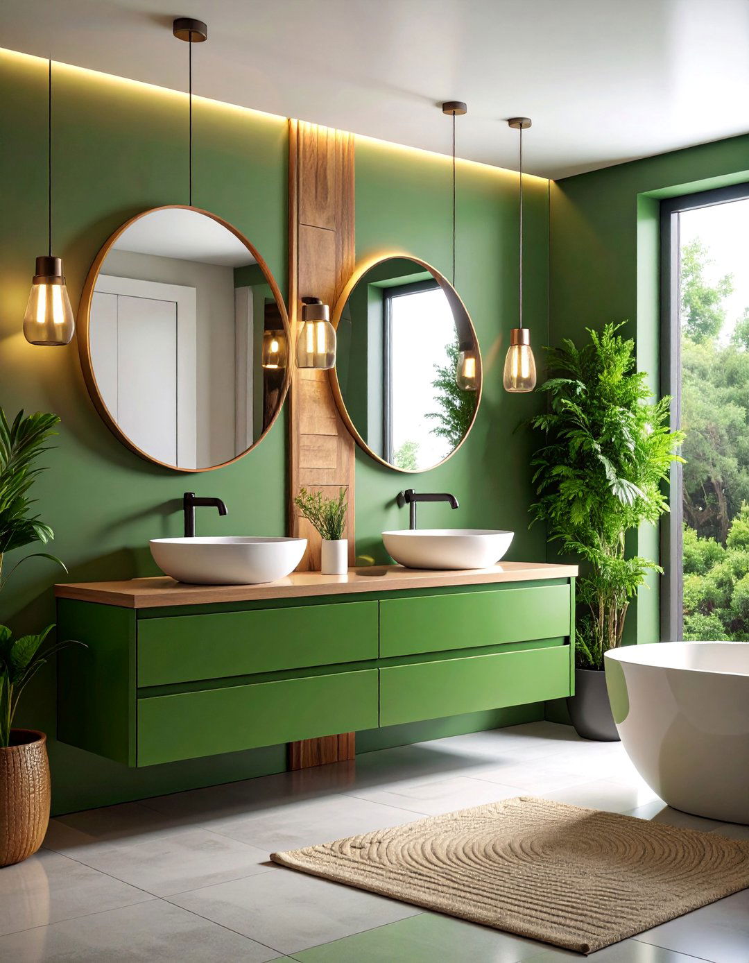Forest Green Contemporary Floating Vanity - 25 Bathroom With Green Vanity