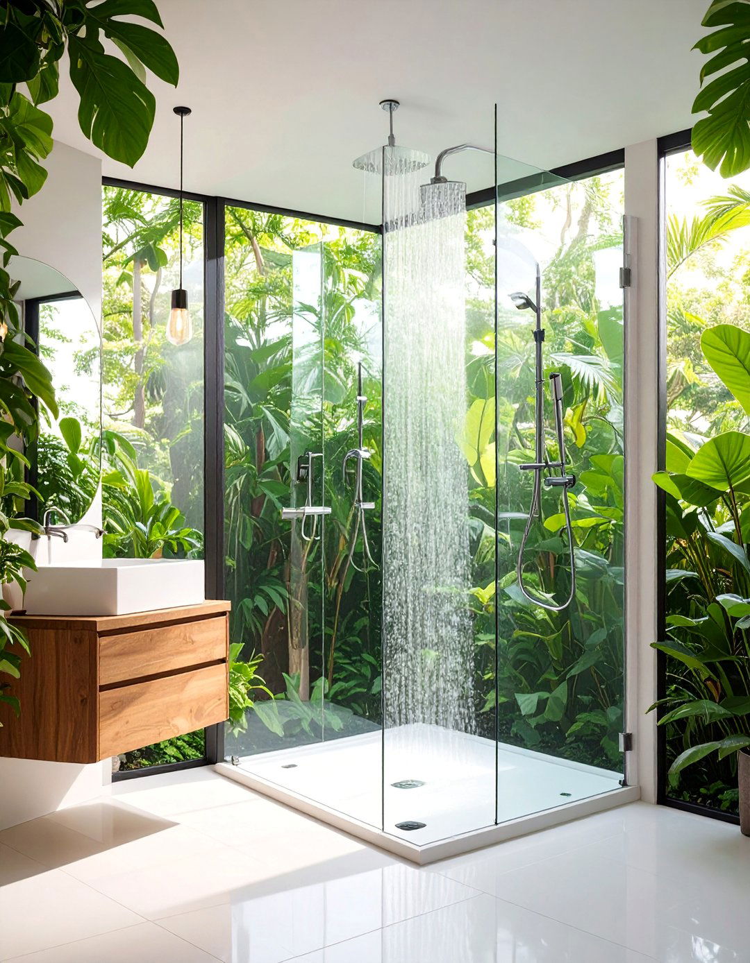 Forest Green Contemporary Glass Shower - 25 Forest Green Bathroom Ideas