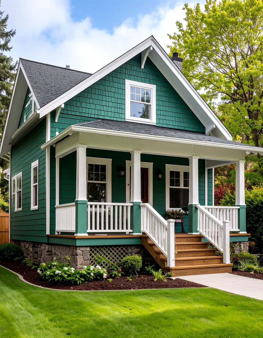 Forest Green Craftsman Bungalow - 25 Dark Green Exterior Ideas