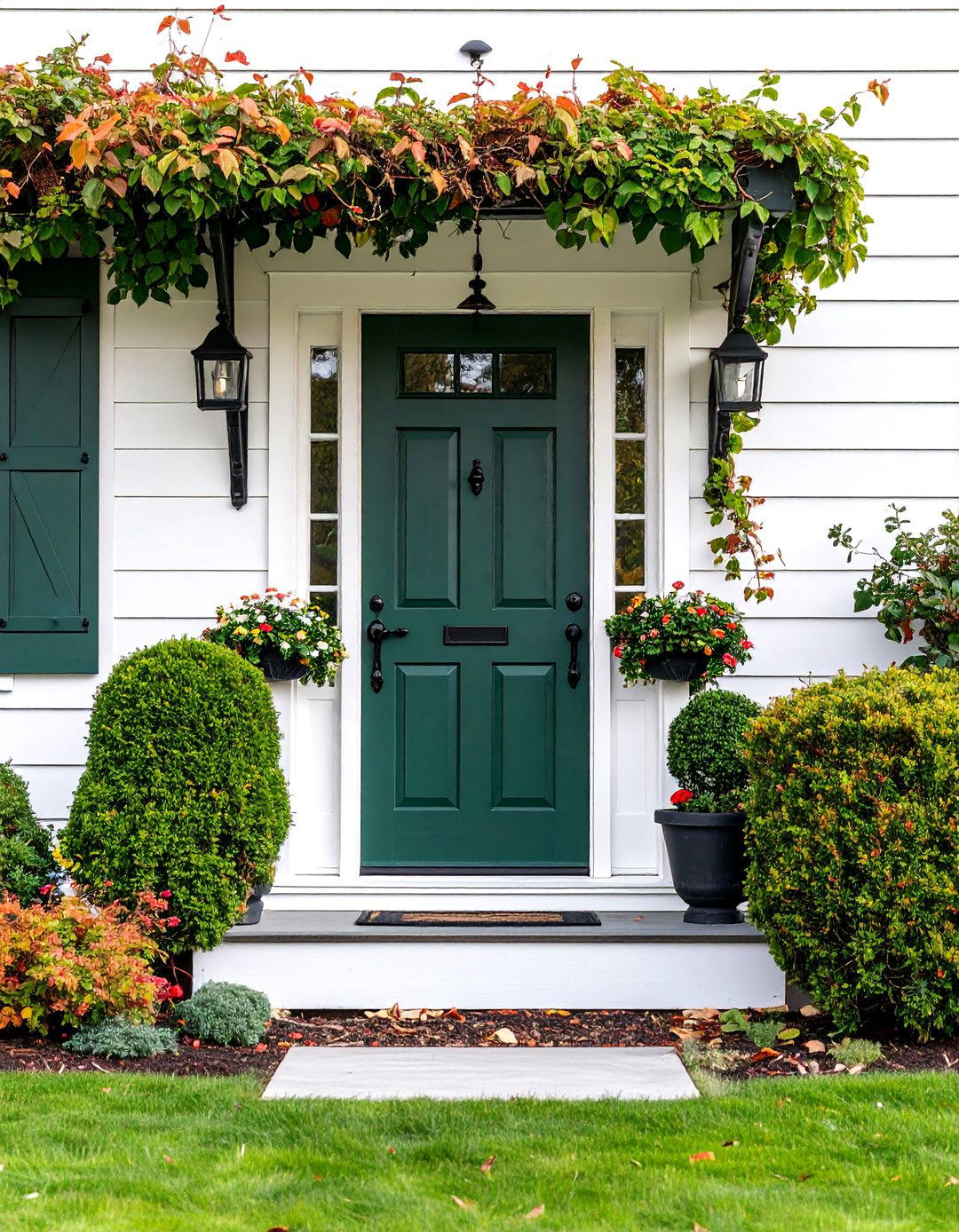 Forest Green Dutch Door with White Trim - 25 Green Front Door Ideas