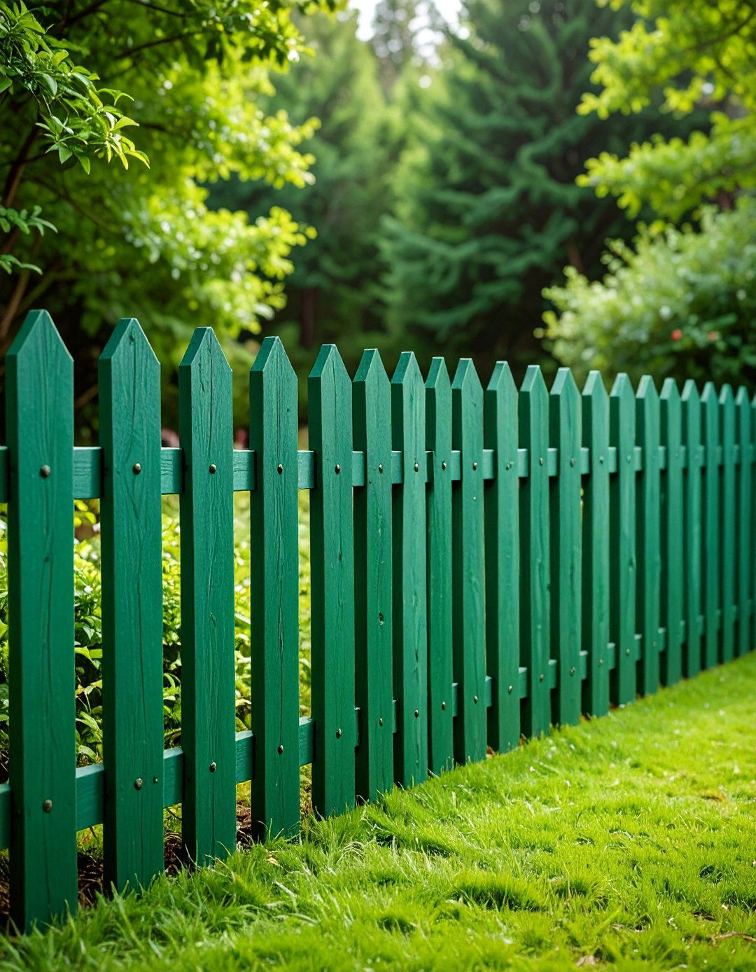 Forest Green Fence with Earthy Natural Appeal - 25 Garden Fence Colour Ideas
