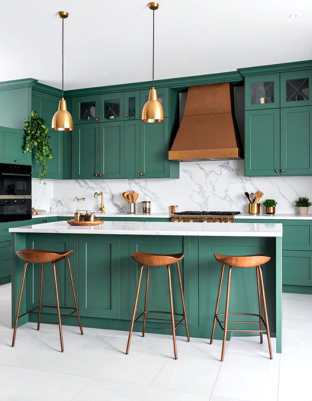 Forest Green Kitchen with Mixed Metal Accents