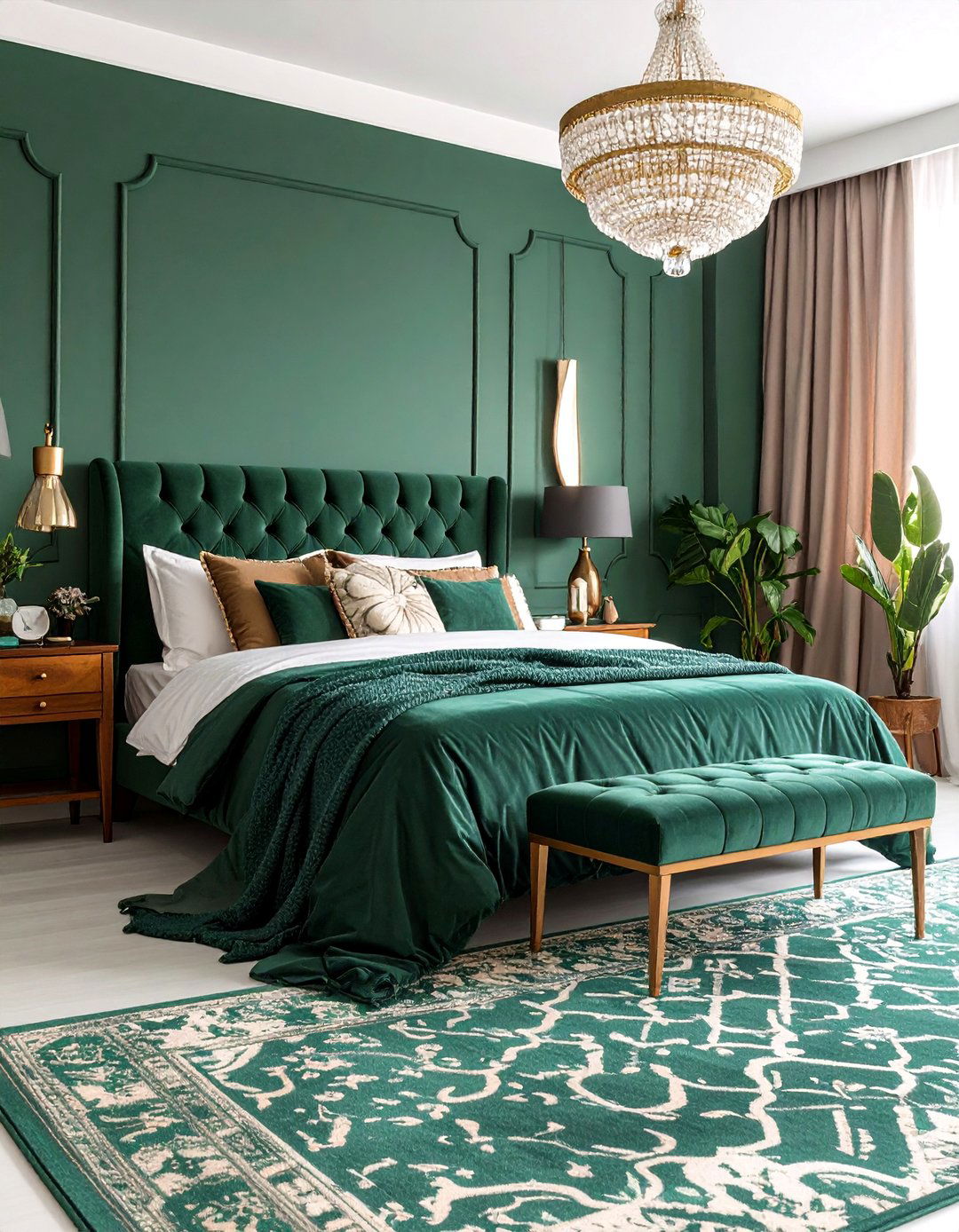 Forest Green Maximalist Bedroom