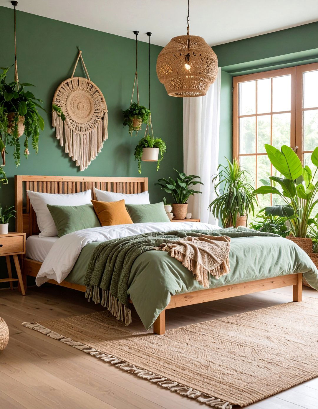 Forest Green Natural Oasis - 25 Dark Boho Bedroom Ideas