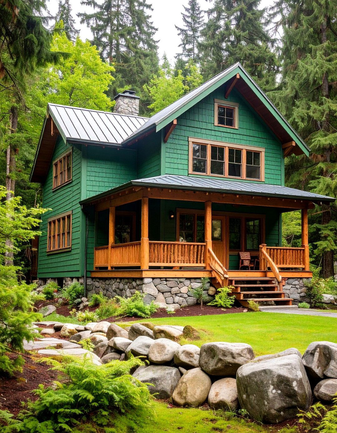 Forest Green Rustic Mountain Retreat Style - 25 Board and Batten Siding Colors