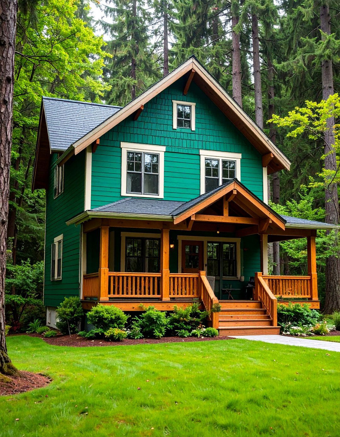 Forest Green Rustic Retreat - 25 House Siding Colors