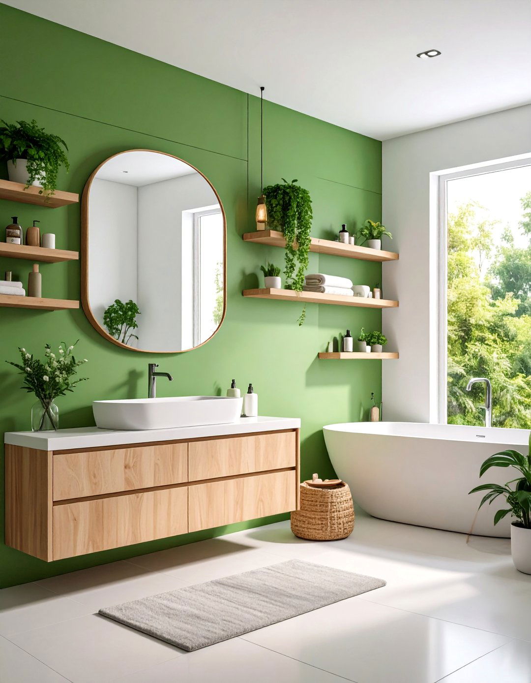 Forest Green Small Bathroom Storage Solutions - 25 Forest Green Bathroom Ideas