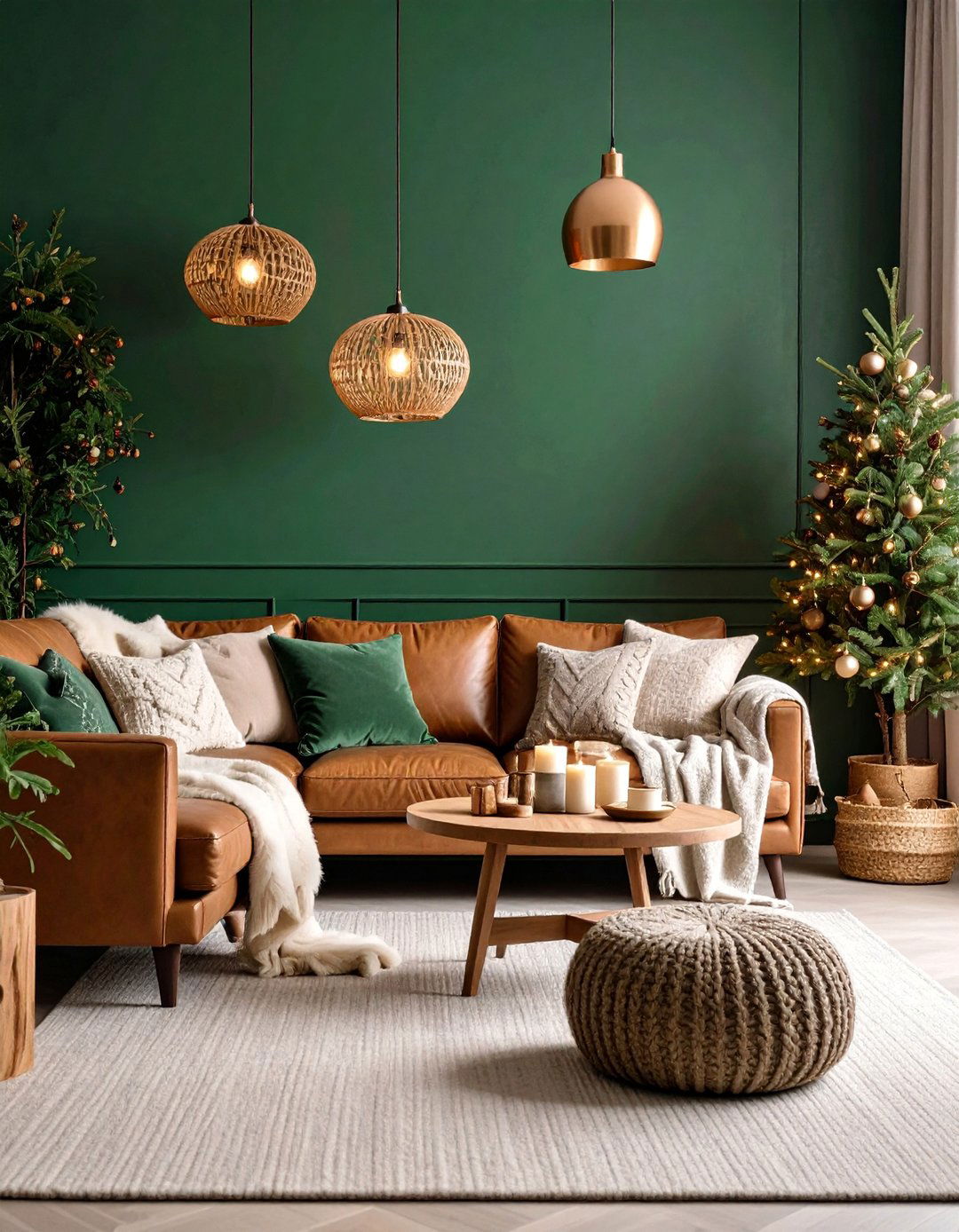 Forest Green Textured Living Room - 25 Colorful Living Room Ideas