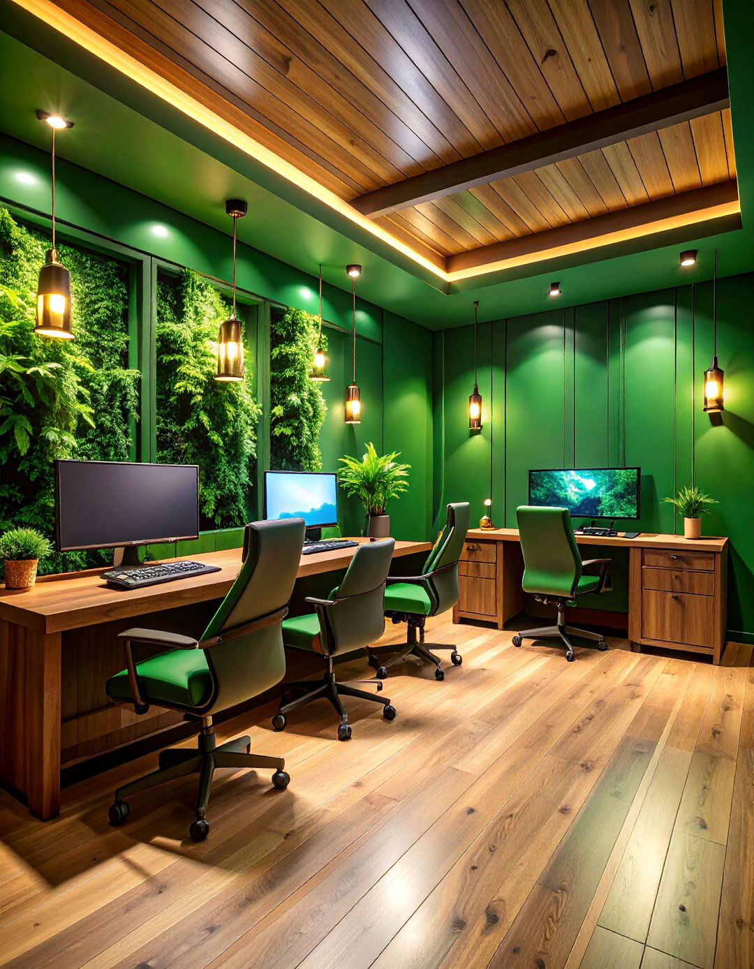 Forest Green Tranquil Gaming Retreat - 25 Game Room Paint Ideas