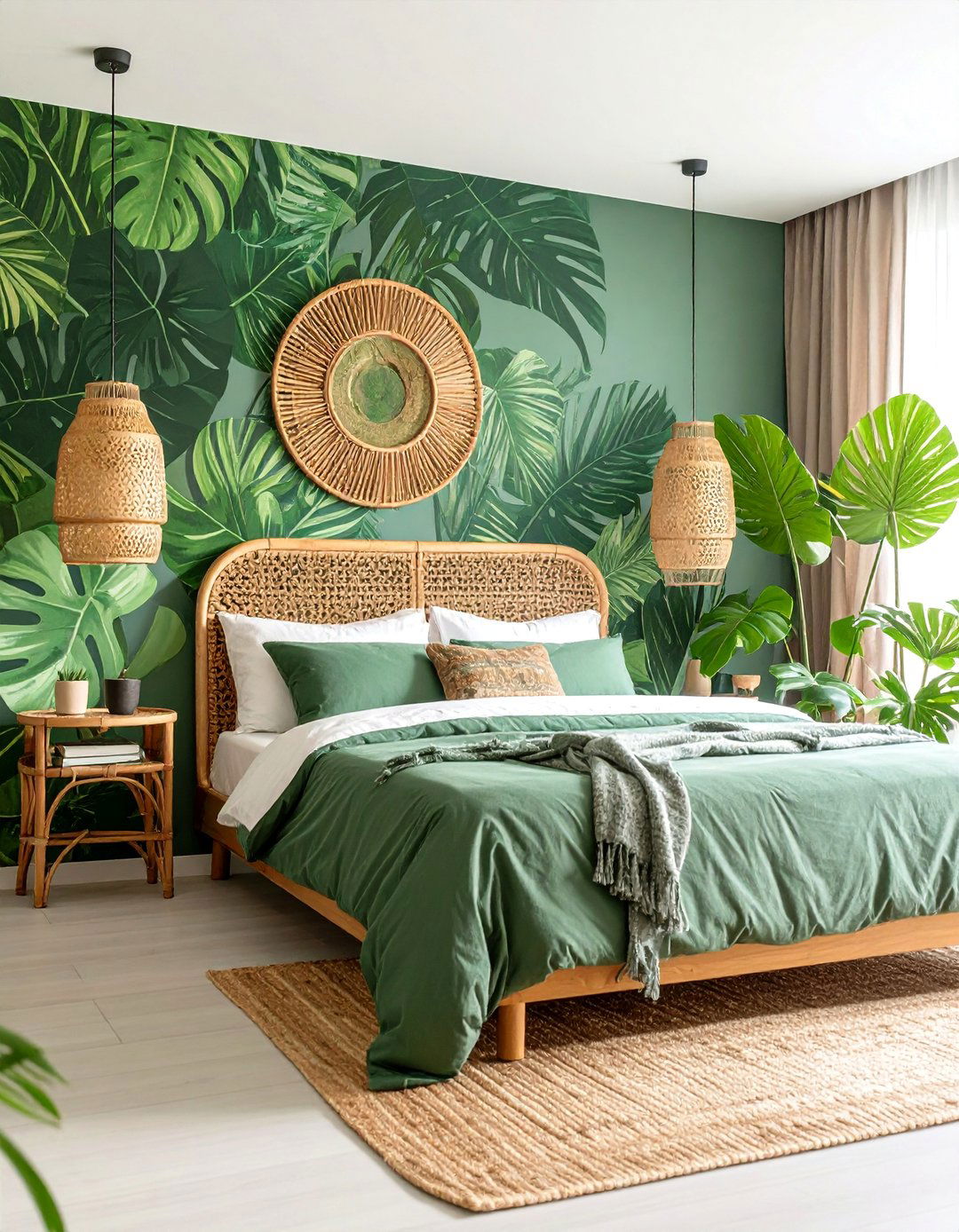 Forest Green Tropical Bedroom - 25 Forest Green Bedroom Ideas