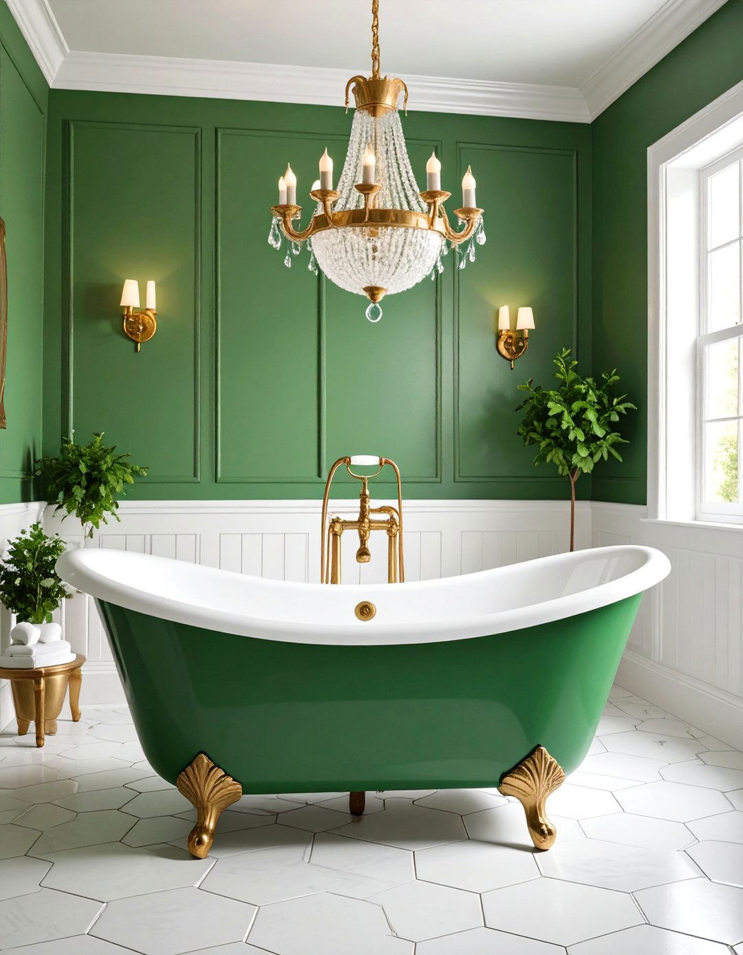 Forest Green Vintage Clawfoot Tub Bathroom - 25 Forest Green Bathroom Ideas