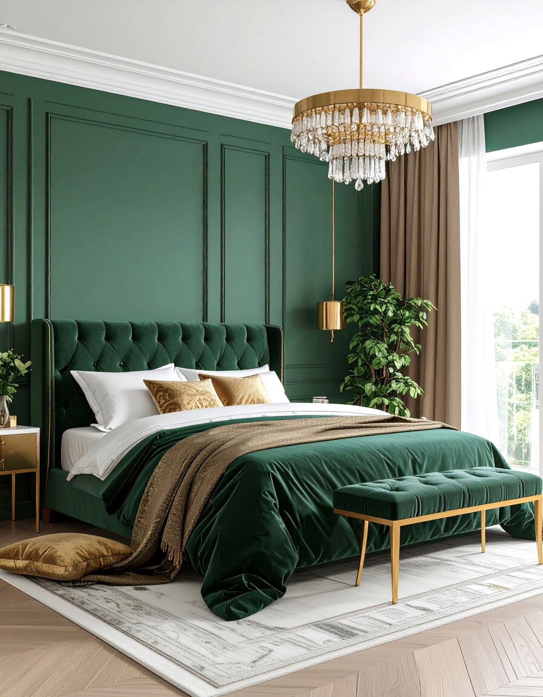 Forest Green and Gold Glamour Bedroom - 25 Forest Green Bedroom Ideas