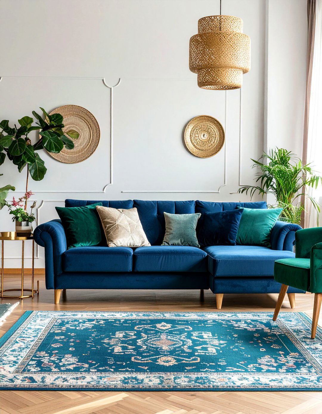 Forest Green and Navy Blue Sophisticated Living Room - 25 Forest Green Living Room Ideas
